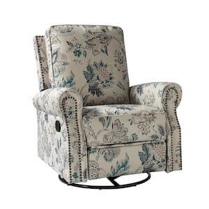 Orlando Teal Manual Swivel Glider Recliner with Swivel Base