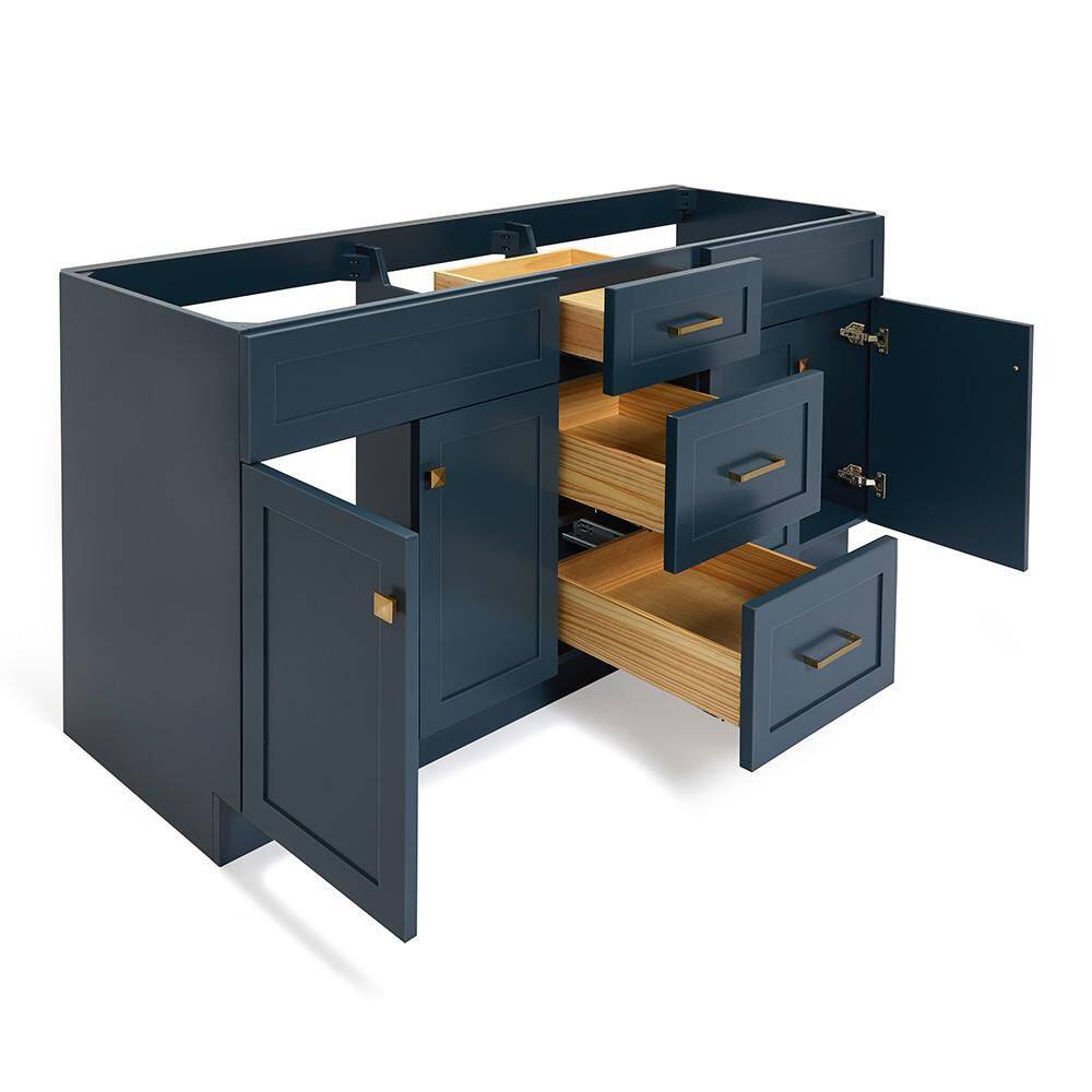 Midnight Blue 72" Double Sink Freestanding Wood Vanity Cabinet