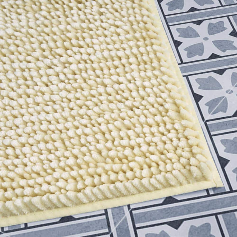 Yellow Chenille Non-Slip 2-Piece Bath Rug Set