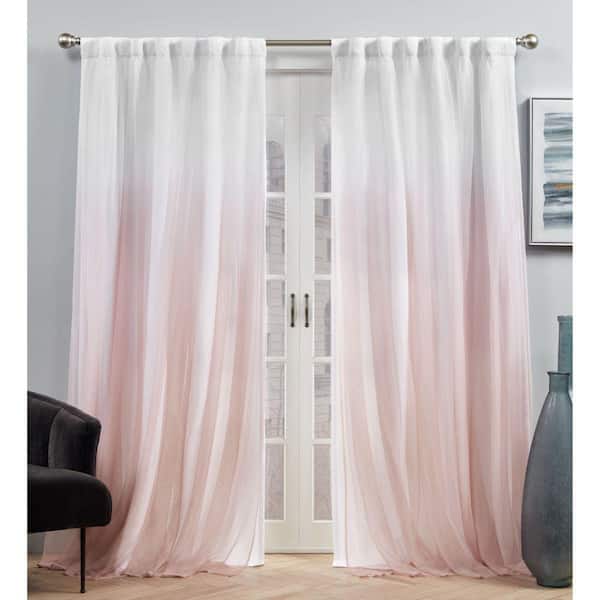 Crescendo Blush Ombre Lined Room Darkening Hidden Tab / Rod Pocket Curtain, 52 in. W x 96 in. L (Set of 2)