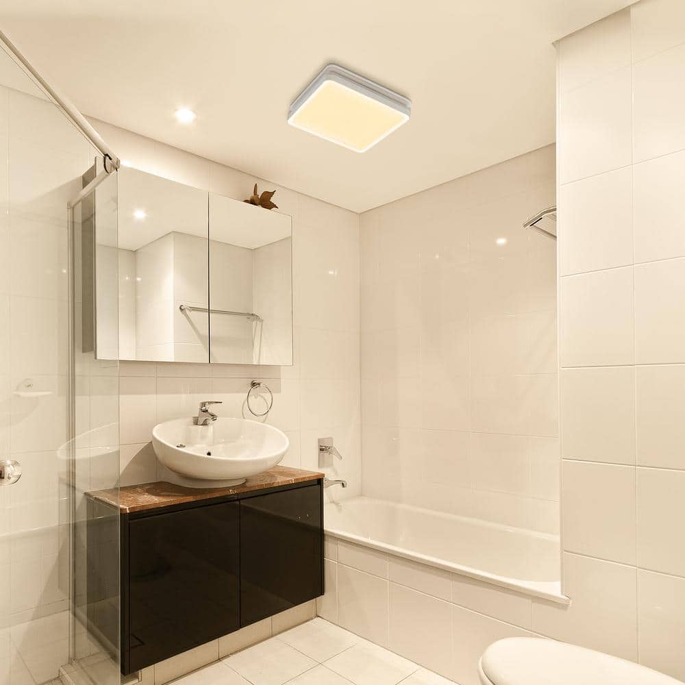 White Square 80 CFM Bathroom Exhaust Fan with LED Light