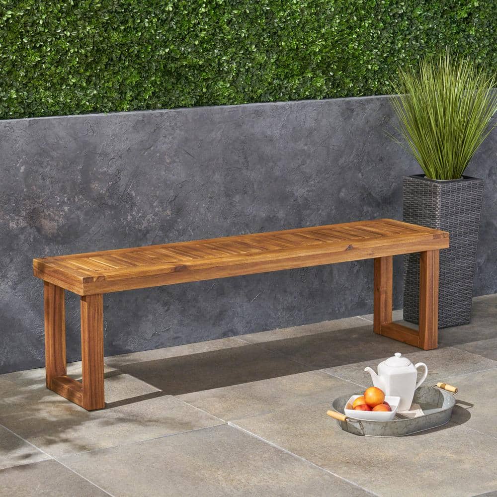 60.00 in. W x 15.00 in. D x 18.00 in. H Outdoor Acacia Wood Bench Stool, Na