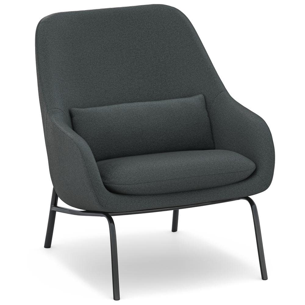 Simpli Home Elmont 30 in. Wide Mid Century Modern Accent Chair in Steel