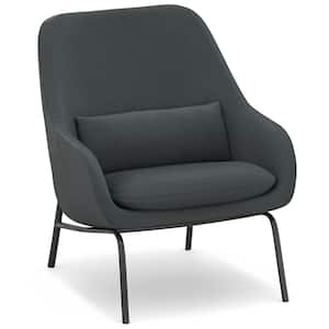 Elmont 30 in. Wide Mid Century Modern Accent Chair in Steel Grey Linen fabric