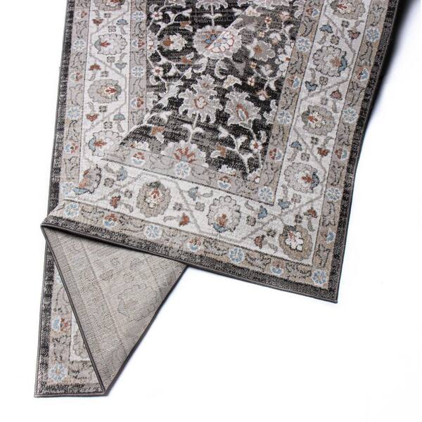 BASHIAN - Ashland Charcoal 4 ft. x 6 ft. (3 ft. 6 in. x 5 ft. 6 in.) Floral Transitional Accent Rug