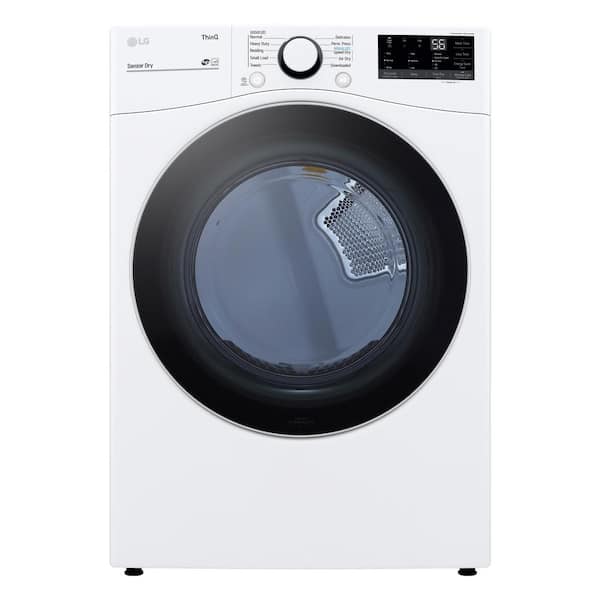 LG 7.4 cu. ft. Large Capacity vented Smart Stackable Electric Dryer with Sensor Dry in White