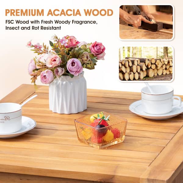 Tozey Hawaii Vibe 5-Piece Acacia Patio Conversation Set Rope Tozey Hawaii Vibe 5-Piece Acacia Patio Conversation Set Rope