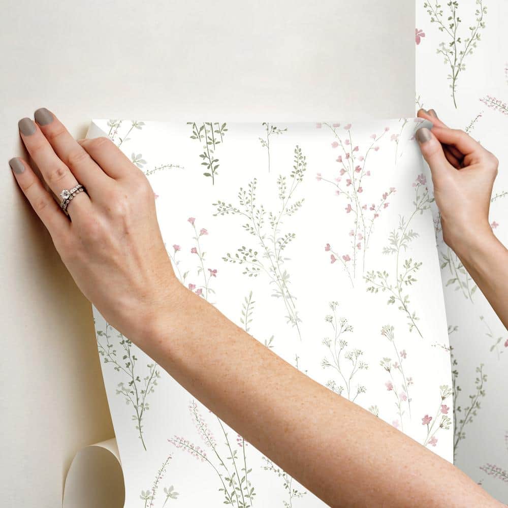 Multicolor Pink and Green Floral Peel & Stick Wallpaper Roll