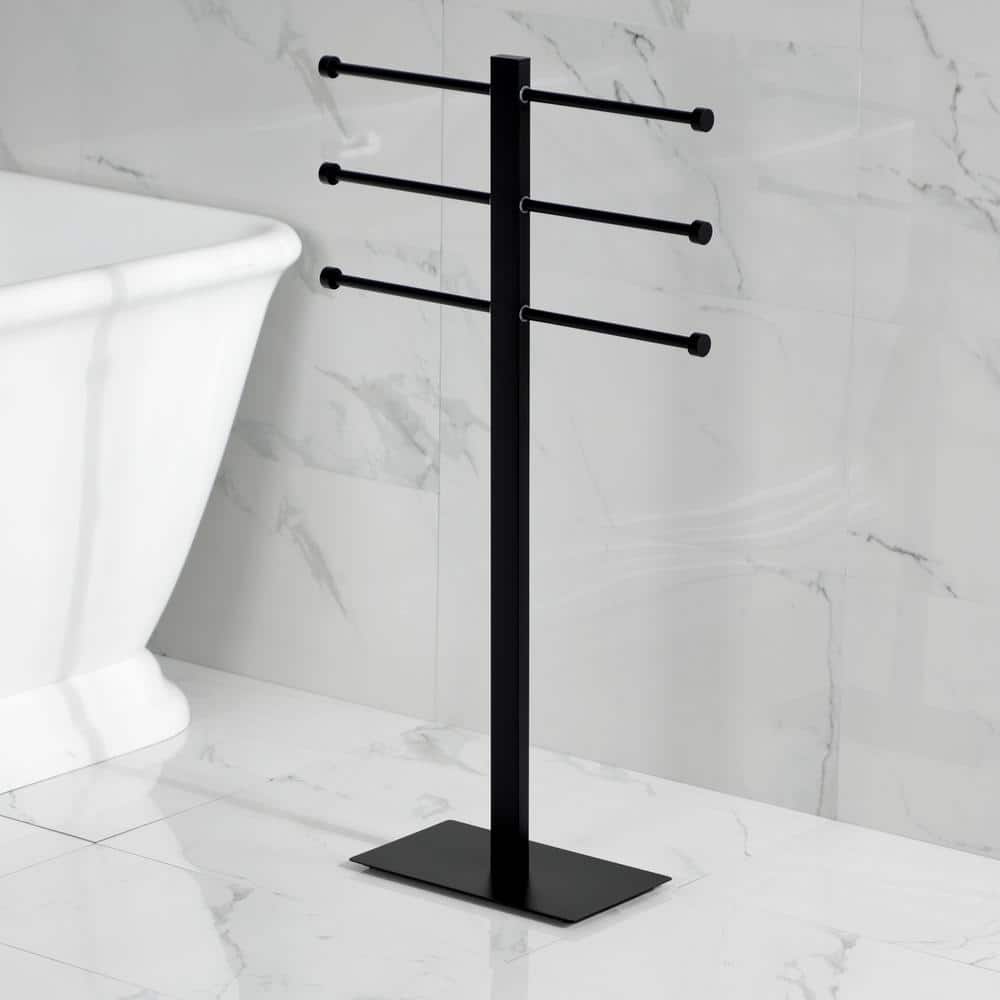 Matte Black Stainless Steel Freestanding T-Shape Towel Holder
