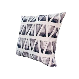 20 in. Gray and White Modern Square Cotton Triangular Pattern Accent Throw Pillow (Set of 2)