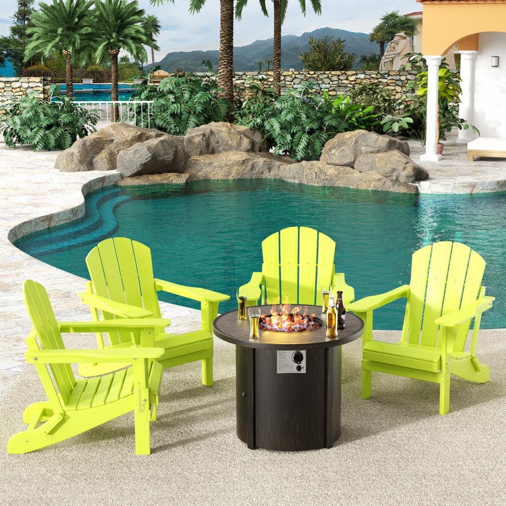 WESTIN OUTDOOR Springville Lime 5Piece HDPE Plastic Folding Adirondack
