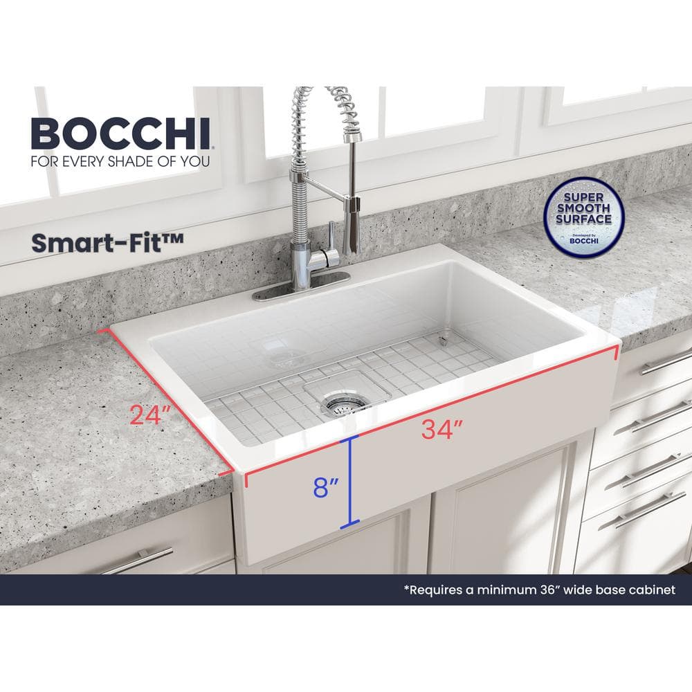 Nuova 34" White Fireclay Apron Front Drop-In Sink