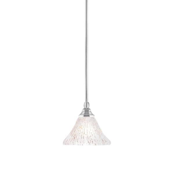 Unbranded Sparta 100-Watt 1-Light Chrome Shaded Pendant Light Mini Pendant with Frosted Crystal Glass and No Bulb Included
