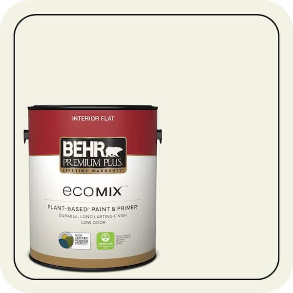 1 gal. #PPL-57 White Smoke Flat EcoMix Plant-Based Interior Paint & Primer