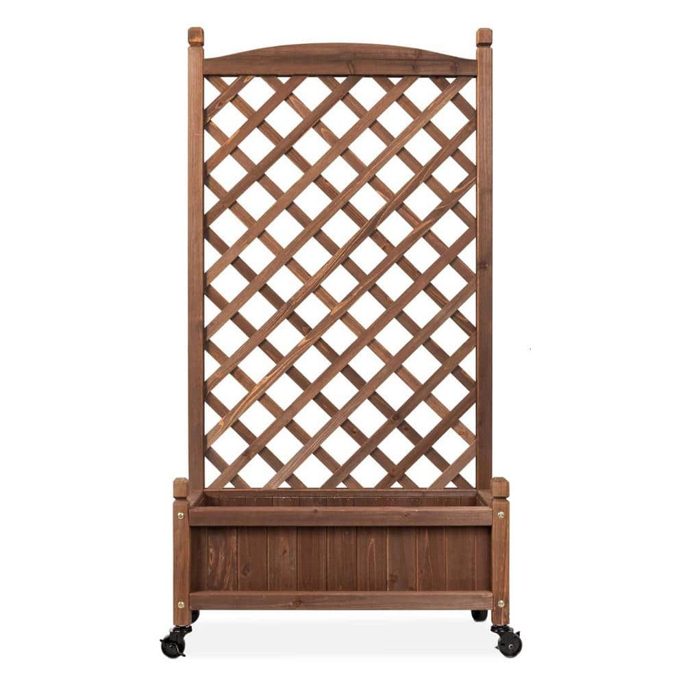 48 in. Wood Planter Box and Diamond Lattice Trellis