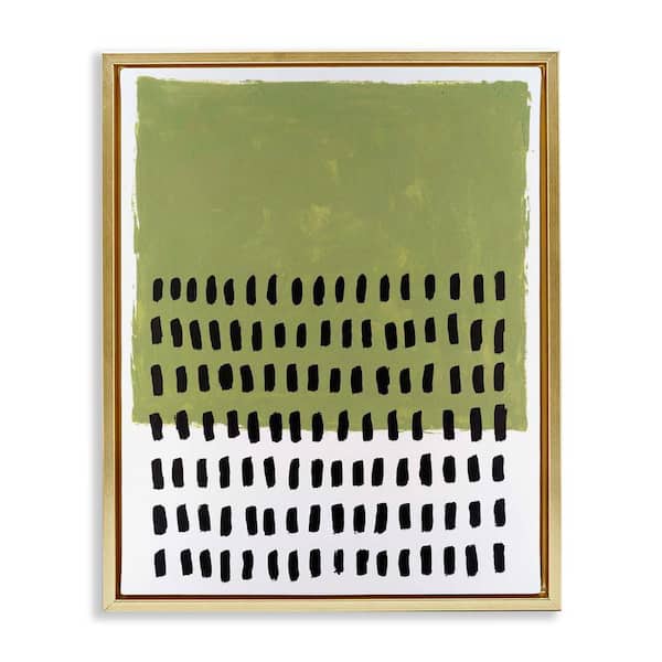 Stupell Industries Green Dotted Pattern by Michael Willett Gold Floater Frame Abstract Graphic Art Print 21 in. x 17 in.