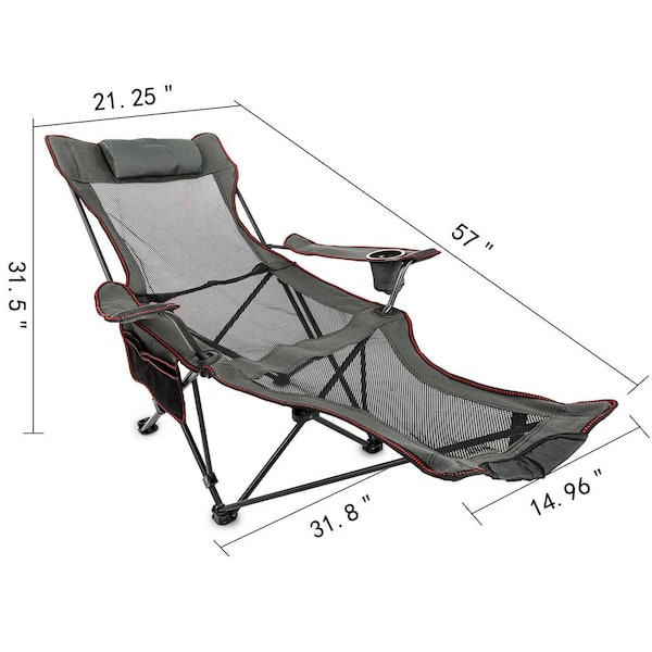VEVOR Folding Camp Chair Max Up to 330 lb. Reclining Camp Chair with Height  Adjustable Lounge Chair for Outdoor or Indoor,Grey XXTYZDGRAY0000001V0 -  The Home Depot