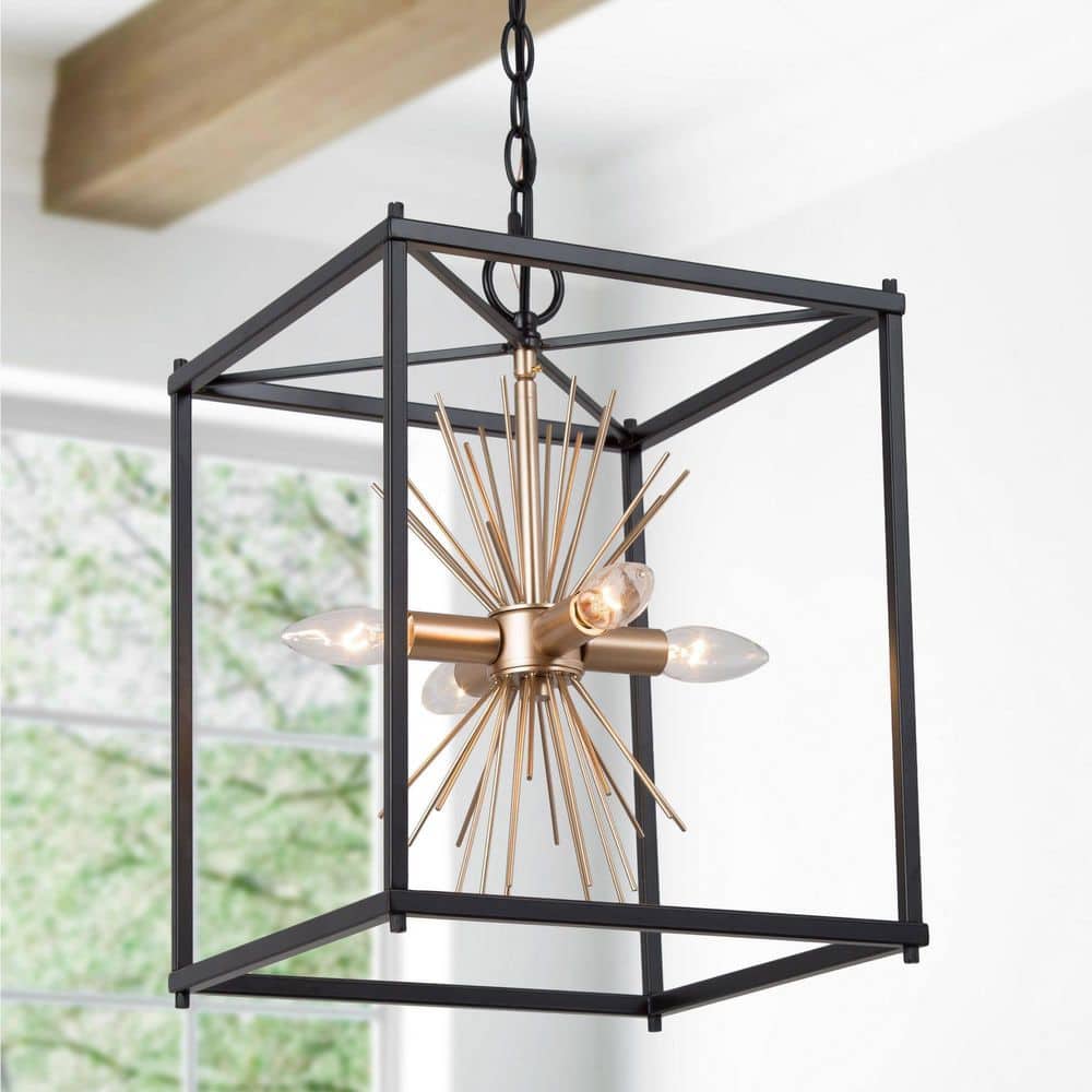 4-Light Black and Gold Cage Chandelier price history on PriceWatchPro