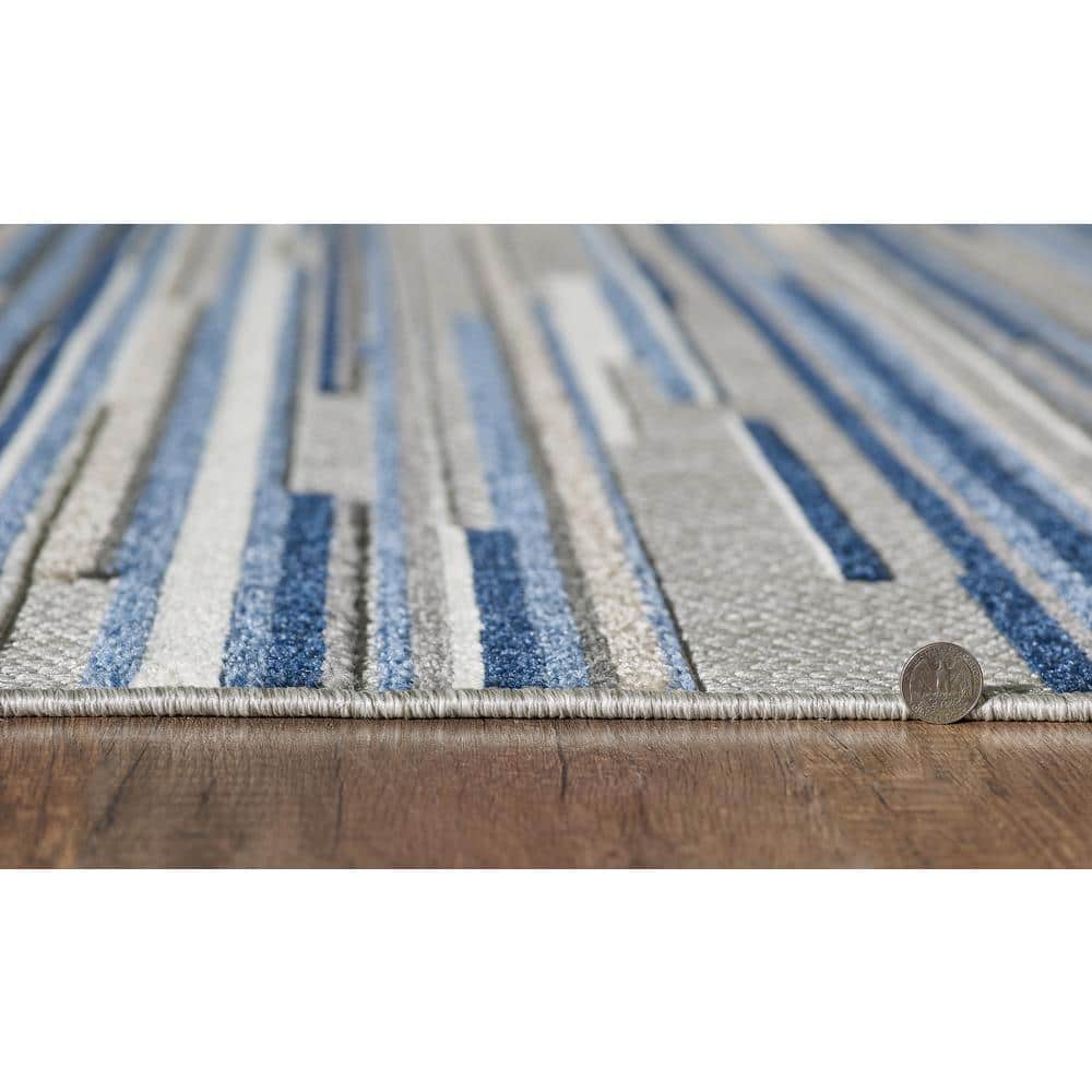 Calla Transitional Blue Rectangular Easy-Care Small Rug