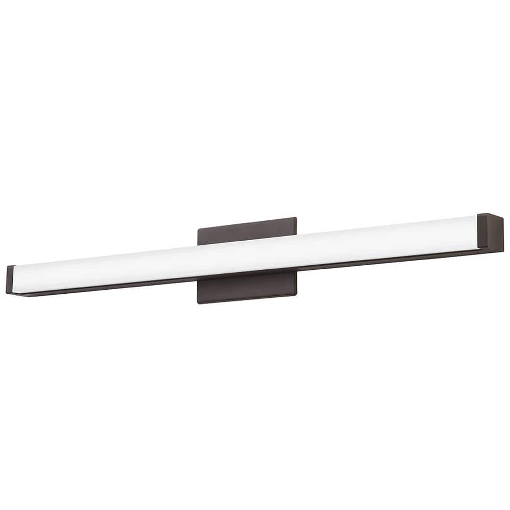 Contemporary Brushed Bronze LED Vanity Light with Dimmable Acrylic Shade