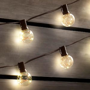 Outdoor/Indoor 12 ft. Plug-In LED G40 Copper Fairy String Light (2-Pack)