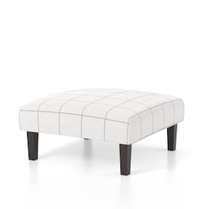 Kady Ivory Upholstered Ottoman 17 in. H x 36 in. W x 36 in. D