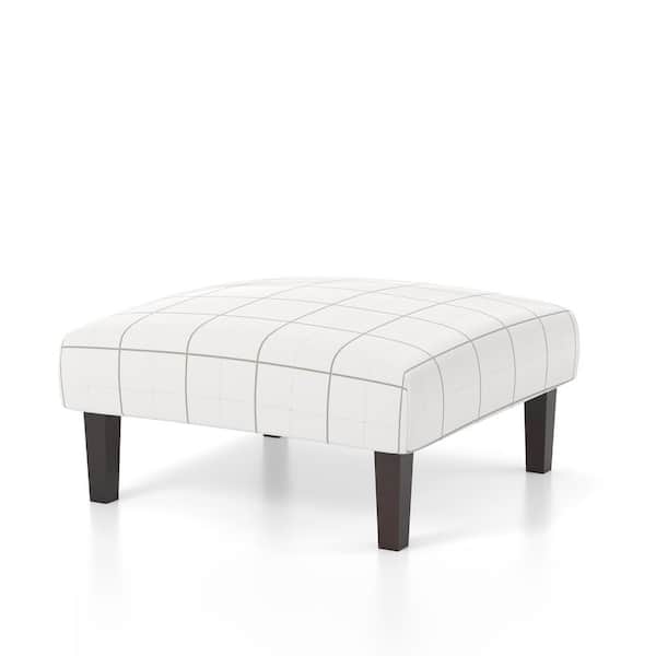 Furniture of America Kady Ivory Upholstered Ottoman 17 in. H x 36 in. W x 36 in. D