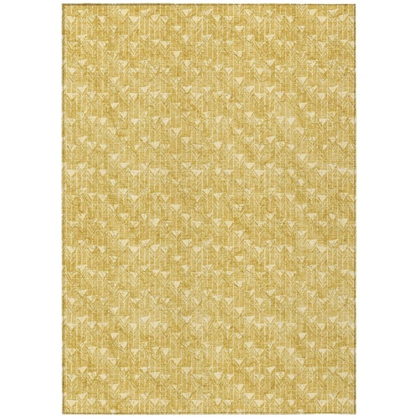 Chantille ACN514 Gold 10 ft. x 14 ft. Machine Washable Indoor/Outdoor Geometric Area Rug