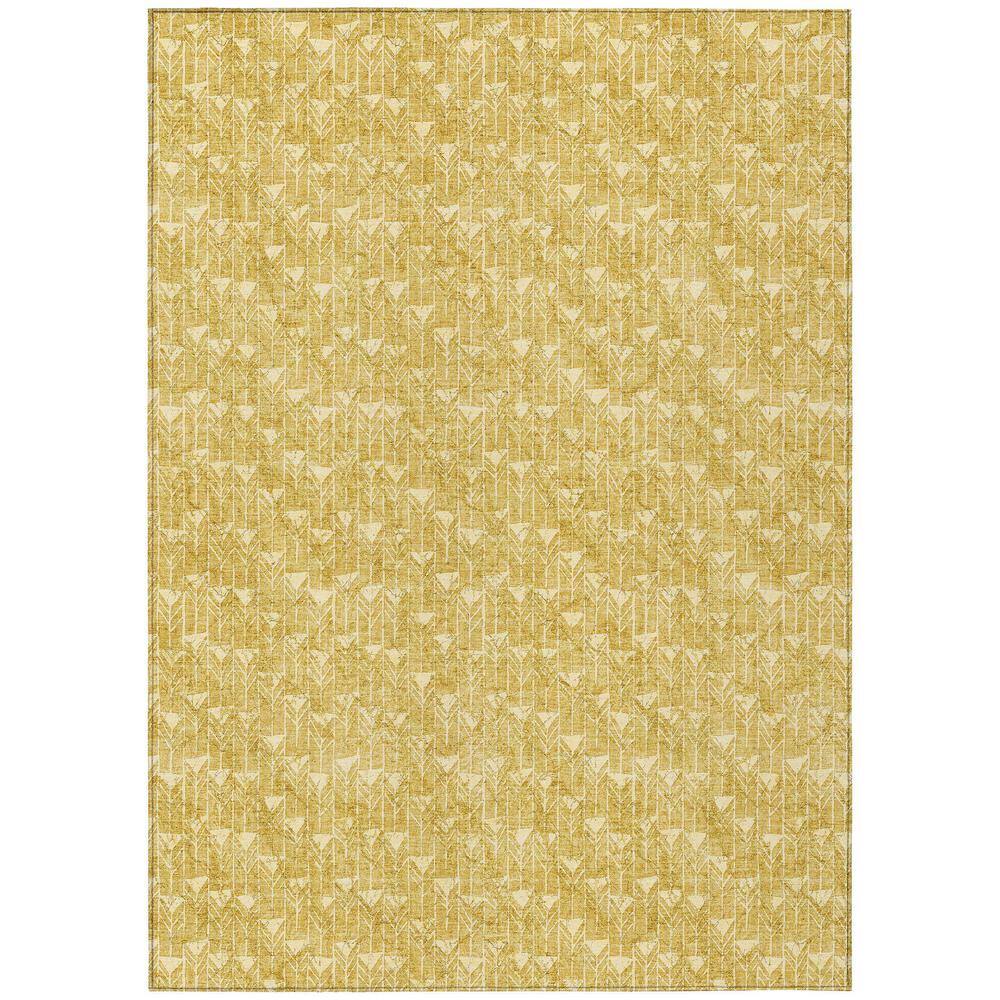 Gold Geometric Flat Woven Reversible 5' x 7' Rug