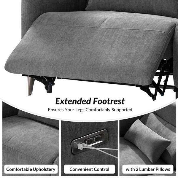 JAYDEN CREATION Arturo Modern Gray 73.25 in.W Dual Motor Power