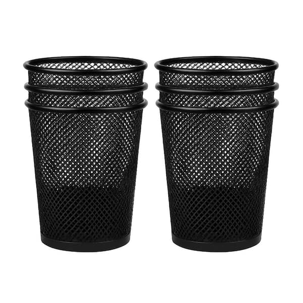 Comix Mesh Pen & Pencil Holder – 2-Pack Black Desktop Organizer With 3 Compartments