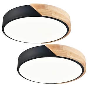 12.99 in. 1-Light Black Flush Mount with No Glass Shade and No Light Bulb Type Included (2-Pack)