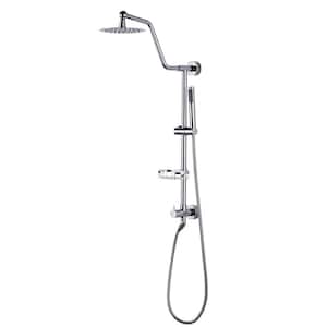 1-Spray 8 in. Round Wall Bar Shower Kit with Fixed Shower Head and Hand Shower in Polished Chrome