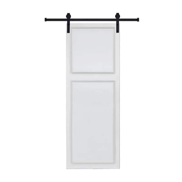 2-Panel Cottage style door 3/4 in. Thick 21 in. x 80 in. MDF White Barn Sliding Door With Hardware Kit