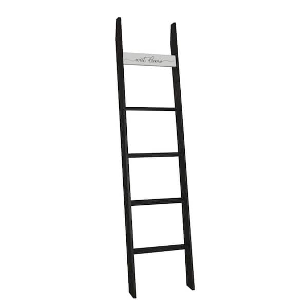 Unbranded Black 72 in. Country Chic Decorative Blanket Ladder 'SWEET DREAMS'