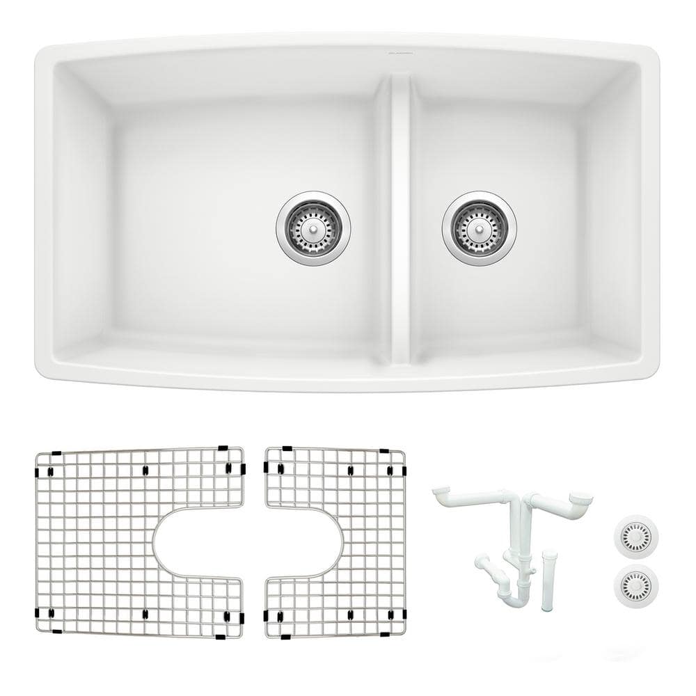 Reviews for Blanco Performa 33 in. Undermount Double Bowl White Granite ...