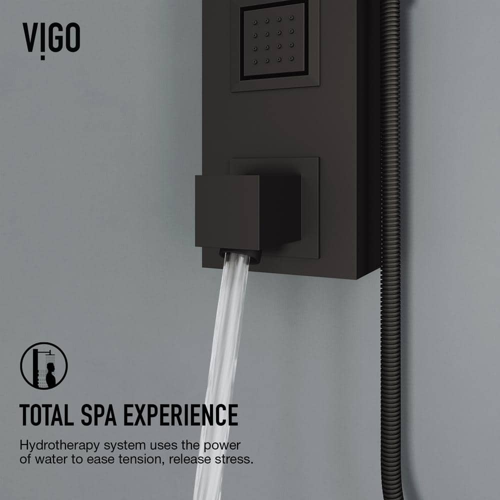 Bowery Matte Black 58" Shower Panel with Hand Shower