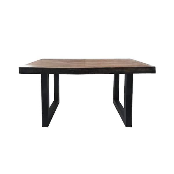 Noble House Jaxson Antique Teak Brown and Black Wood Dining Table 41159 ...