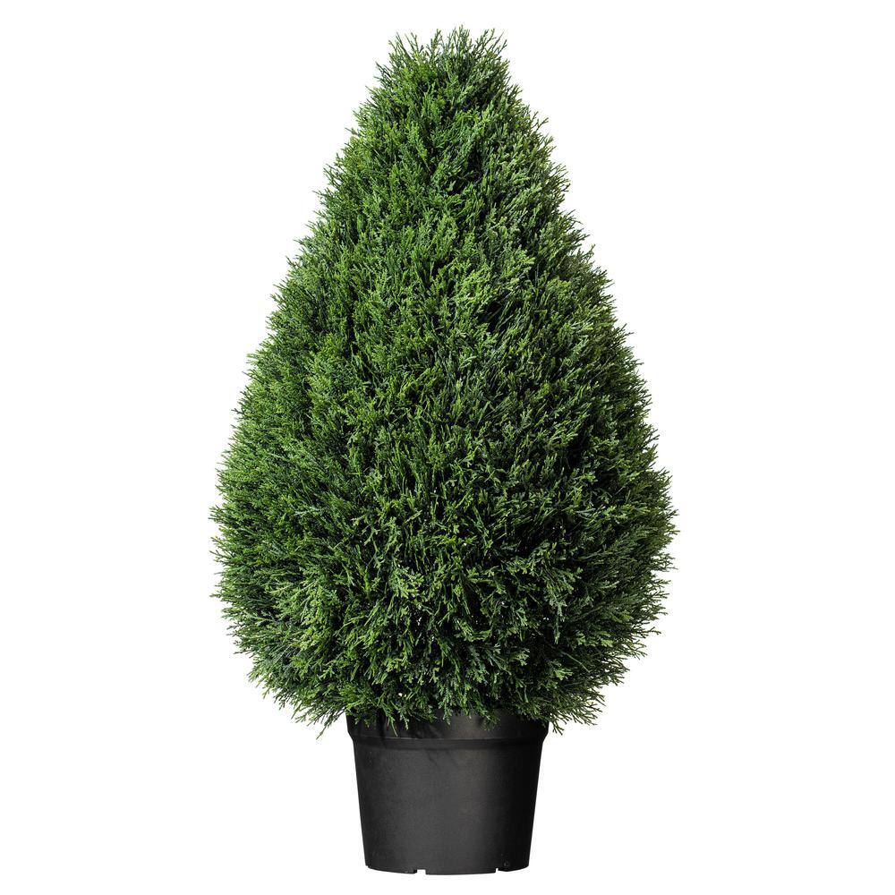 Vickerman 36 in. Green Artificial Cedar Teardrop Shaped Topiary in