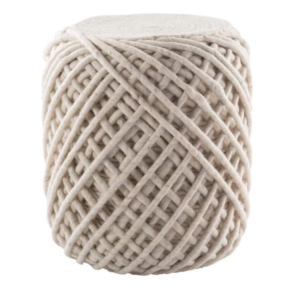 Bartram Textured White/ Light Gray Cylinder Pouf