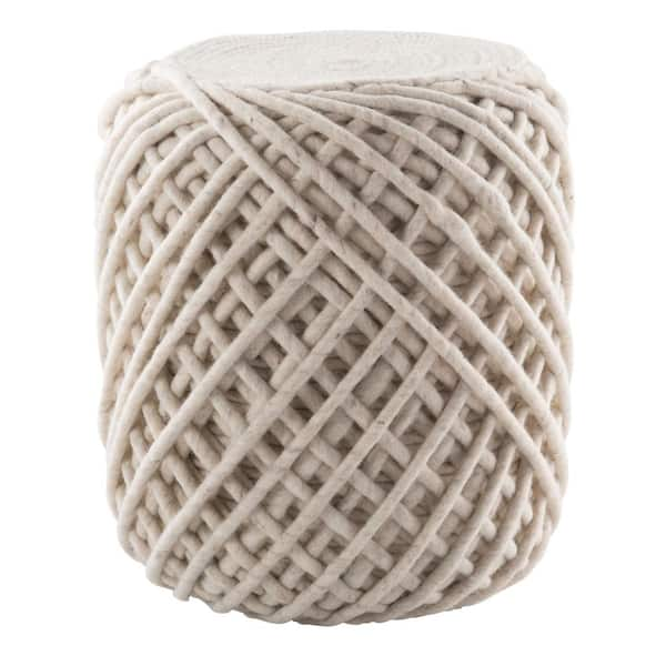 Jaipur Living Bartram Textured White/ Light Gray Cylinder Pouf