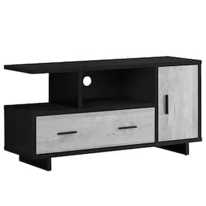 47 in. Black Particle Board TV Stand with 1-Drawer Fits TVs Up to 47 in. with Storage Doors