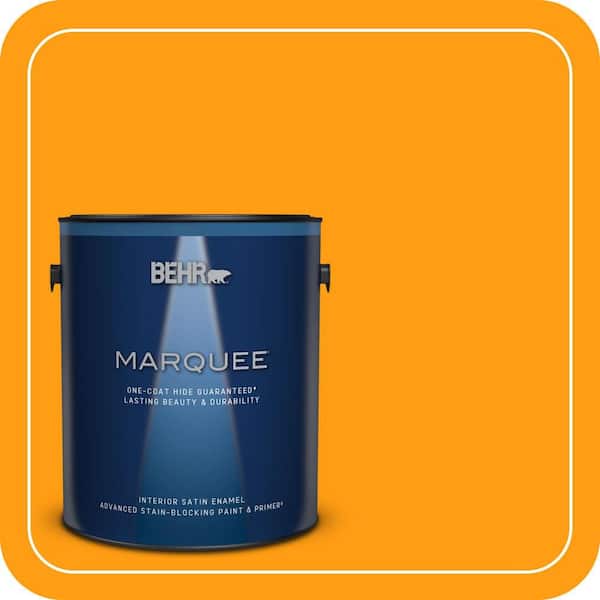 BEHR MARQUEE 1 gal. #S-G-290 Orange Peel Satin Enamel Interior Paint & Primer