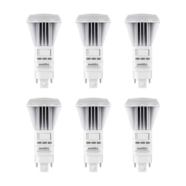 Sunlite 18-Watt Replacement LED Vertical G24D Base CCT PLV Recessed Ballast Bypass Light Bulb 30K/40K/50K Selectable (6-Pack)