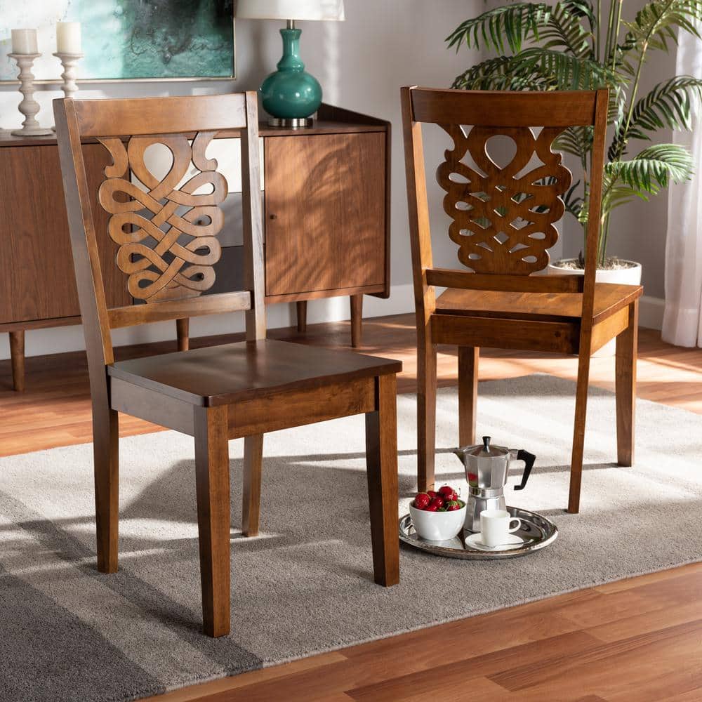 Walnut Brown Low Wood and Cane Arm Chair