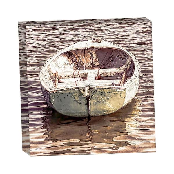 VENICE BEACH Collections Rowboat on Copper Water by Grotto Studios 1-Piece Unframed Graphic Print Abstract Poster Art Print 36 in. x 36 in.