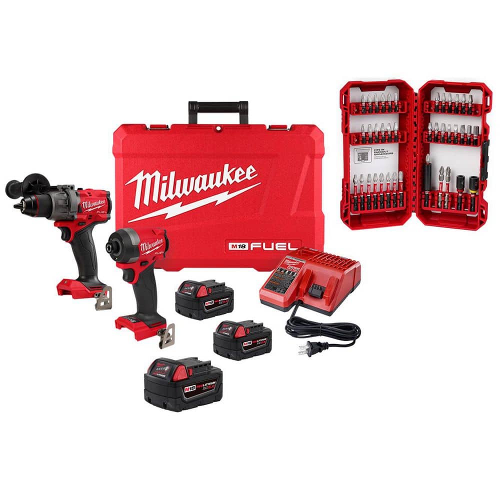 M18 FUEL 18V Cordless Hammer Drill/Impact Combo Kit (2-Tool) w/5.0Ah Battery & SHOCKWAVE Bit Set (40-Pc) price history on PriceWatchPro