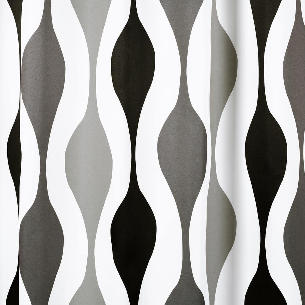 Black and Gray Pleated Blackout Polyester Window Panels