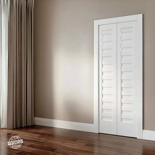 PONDEROSA WOOD PONDEROSA WOOD 36 in. x 96 in. Shadow Louver Solid