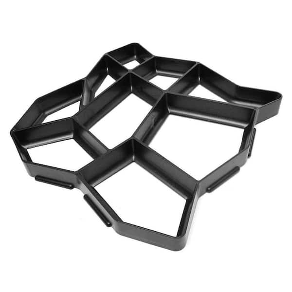 Justincity 16.9 in. x 16.9 in. x 1.6 in. Plastic Molding Stepping Stone Stone Paver Accessory Concrete Molds, Black (1-Piece)